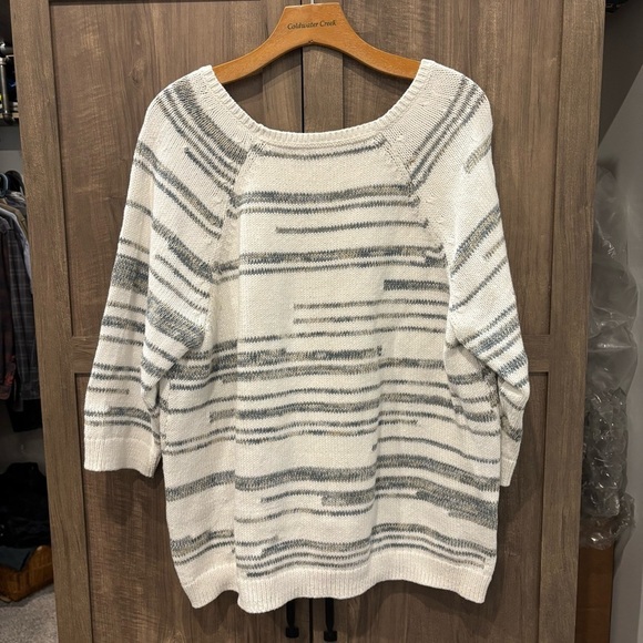 NWT J Jill Sweater XL Beach Relaxed Fit White Green Tan - Picture 3 of 12